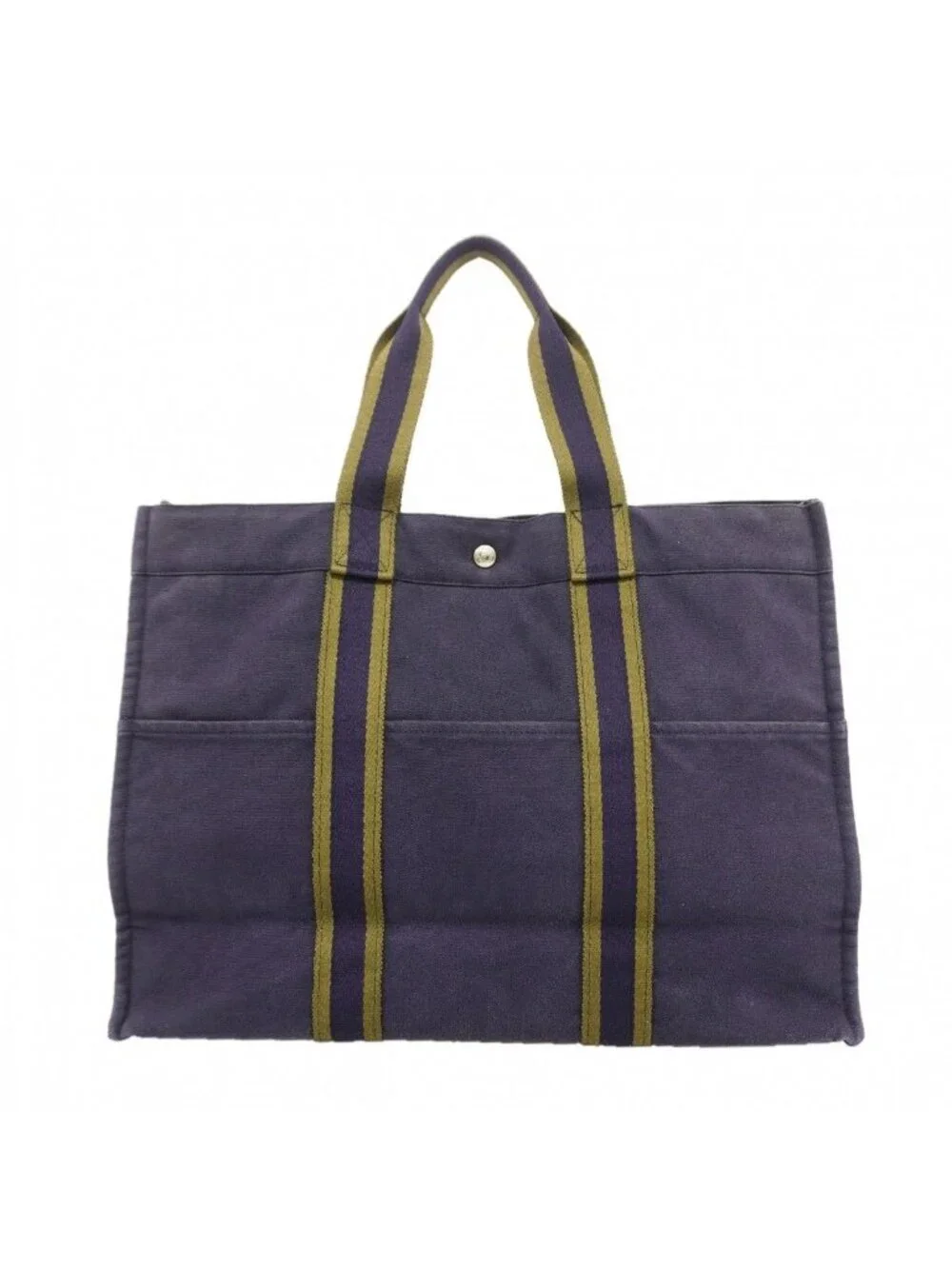 Hermes Tote Fourre Tout MM Canvas Navy Silver